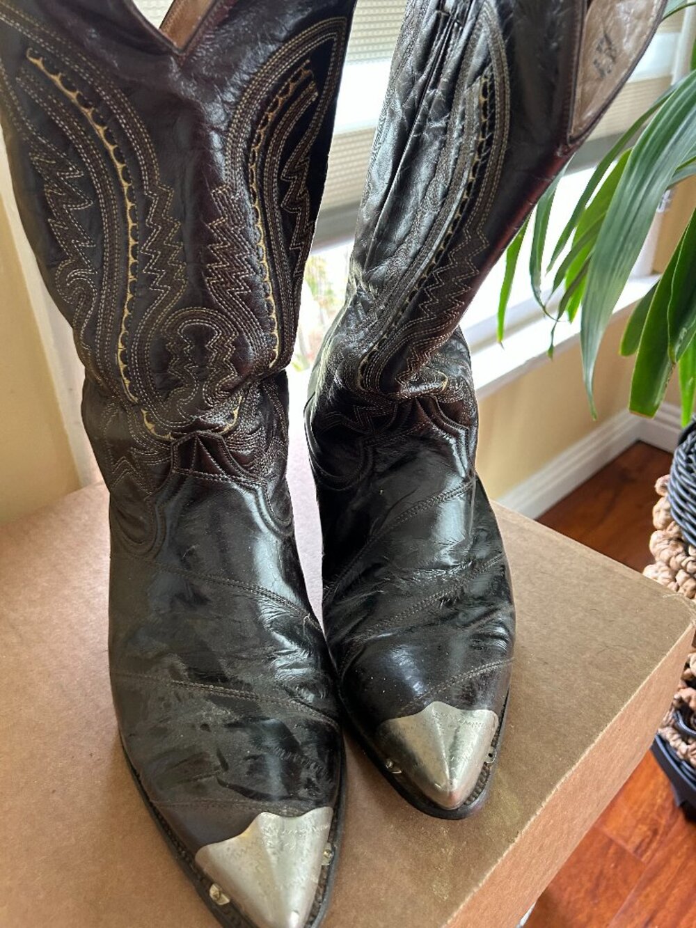 🔥 OUTLAW GRAILS: Vintage El Centenario Black Cherry Eel Skin Boots 🐍 11